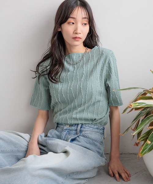 LOWRYS FARM(ローリーズファーム)の「フリンジ5S 121024(Tシャツ/カットソー・レディース・グリーン/ホワイト/ブラック・FREE)」の3枚目の写真