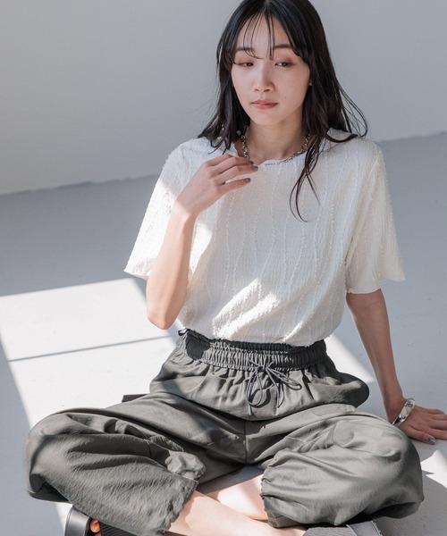 LOWRYS FARM(ローリーズファーム)の「フリンジ5S 121024(Tシャツ/カットソー・レディース・グリーン/ホワイト/ブラック・FREE)」の4枚目の写真