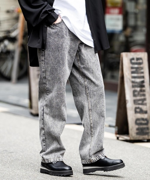 Rocky Monroe(ロッキーモンロー)の「ルーズフィットセミワイドデニムパンツ(デニムパンツ・メンズ・ライトブラック・M/L/XL)」の3枚目の写真