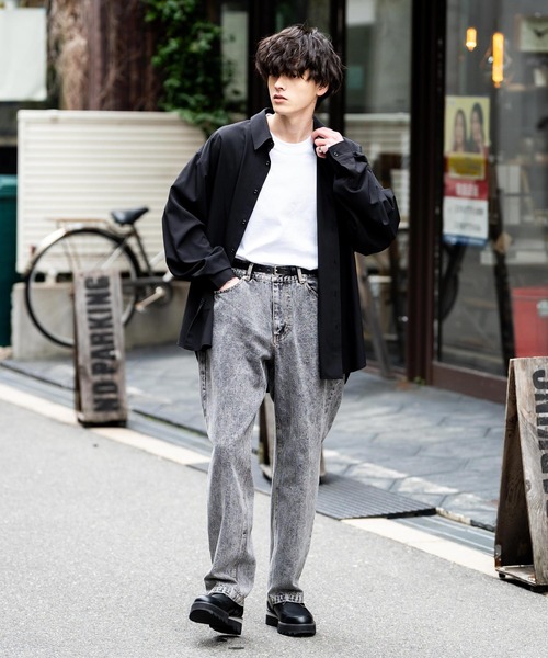 Rocky Monroe(ロッキーモンロー)の「ルーズフィットセミワイドデニムパンツ(デニムパンツ・メンズ・ライトブラック・M/L/XL)」の9枚目の写真