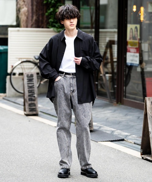 Rocky Monroe(ロッキーモンロー)の「ルーズフィットセミワイドデニムパンツ(デニムパンツ・メンズ・ライトブラック・M/L/XL)」の21枚目の写真