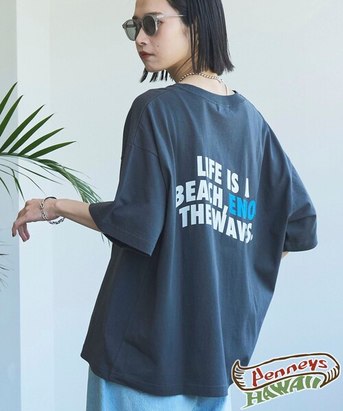 PENNEYS(ぺニーズ)の「PenneysHAWAII(ぺニーズハワイ)別注サマーウェーブTシャツ(Tシャツ/カットソー・レディース・ダークグレー/ケリーグリーン/オフホワイト・FREE)」の2枚目の写真