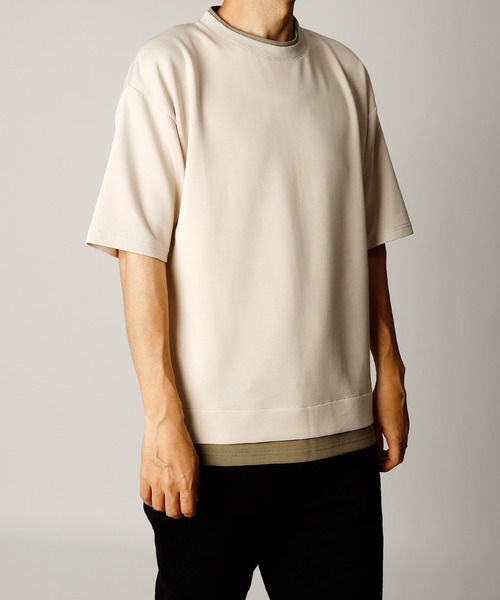 INASTUDIOS ZOO(イーナストゥディオスズー)の「「INASTUDIOS SELECT」ダンボールニット フェイクレイヤー クルーTシャツ(Tシャツ/カットソー・メンズ・ホワイト/サックスブルー/ブラック/ベージュ・X-LARGE/LARGE/MEDIUM)」の3枚目の写真