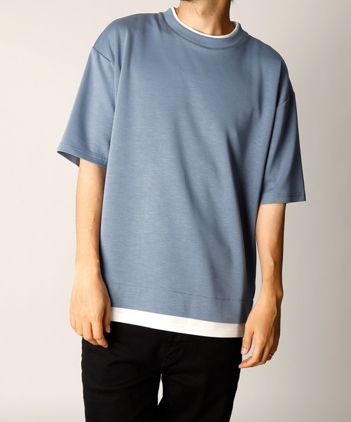 INASTUDIOS ZOO(イーナストゥディオスズー)の「「INASTUDIOS SELECT」ダンボールニット フェイクレイヤー クルーTシャツ(Tシャツ/カットソー・メンズ・ホワイト/サックスブルー/ブラック/ベージュ・X-LARGE/LARGE/MEDIUM)」の4枚目の写真