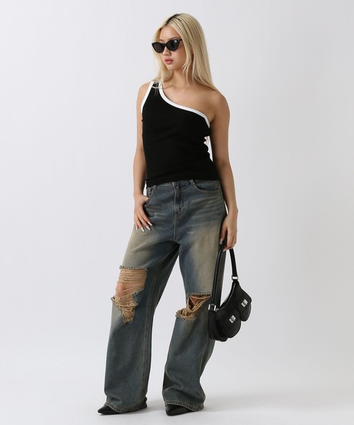 FOREVER 21(フォーエバー トゥエンティーワン)の「【2024SS】バイカラーワンショルタンク(タンクトップ・レディース・ブラック/オフホワイト・MEDIUM/SMALL)」の19枚目の写真