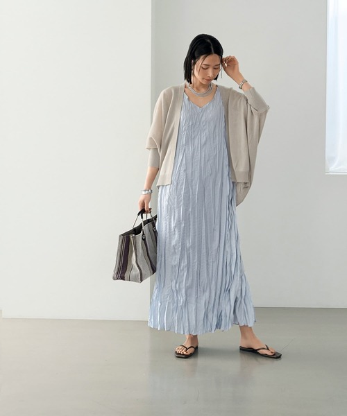 STYLE DELI（スタイルデリ）の「クリンクルニュアンスワンピース（ワンピース・レディース・オレンジ系その他/ブルー系その他・MEDIUM/SMALL）」の3枚目の写真