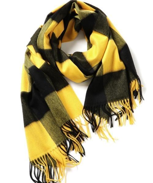 Johnstons of Elgin（ジョンストンズオブエルガン）の「JOHNSTONS:カシミヤチェックストール◇（ストール/ショール・レディース・グレー/オリーブ/グリーン/レッド/ブラック/オフホワイト/ブルー/イエロー・ONE SIZE）」の8枚目の写真