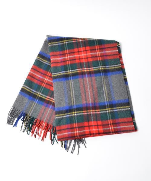Johnstons of Elgin（ジョンストンズオブエルガン）の「JOHNSTONS:カシミヤチェックストール◇（ストール/ショール・レディース・グレー/オリーブ/グリーン/レッド/ブラック/オフホワイト/ブルー/イエロー・ONE SIZE）」の20枚目の写真