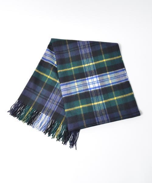 Johnstons of Elgin（ジョンストンズオブエルガン）の「JOHNSTONS:カシミヤチェックストール◇（ストール/ショール・レディース・グレー/オリーブ/グリーン/レッド/ブラック/オフホワイト/ブルー/イエロー・ONE SIZE）」の21枚目の写真