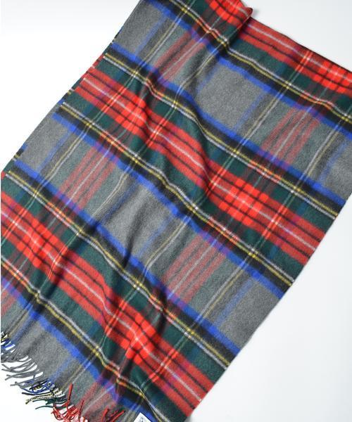 Johnstons of Elgin（ジョンストンズオブエルガン）の「JOHNSTONS:カシミヤチェックストール◇（ストール/ショール・レディース・グレー/オリーブ/グリーン/レッド/ブラック/オフホワイト/ブルー/イエロー・ONE SIZE）」の22枚目の写真
