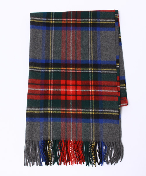 Johnstons of Elgin（ジョンストンズオブエルガン）の「JOHNSTONS:カシミヤチェックストール◇（ストール/ショール・レディース・グレー/オリーブ/グリーン/レッド/ブラック/オフホワイト/ブルー/イエロー・ONE SIZE）」の14枚目の写真