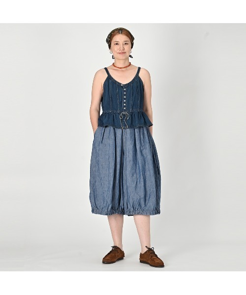 45R（フォーティファイブアール）の「大麦デニムのキャミソール（焦）（キャミソール・レディース・インディゴブルー・MEDIUM）」の6枚目の写真
