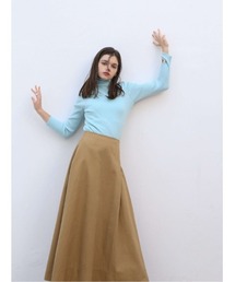 asymmetry tuck denim skirt