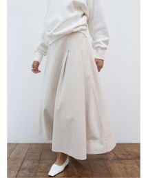 asymmetry tuck denim skirt