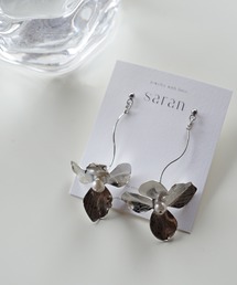 saran jewelry/メタルフラワー シルバー ピアス