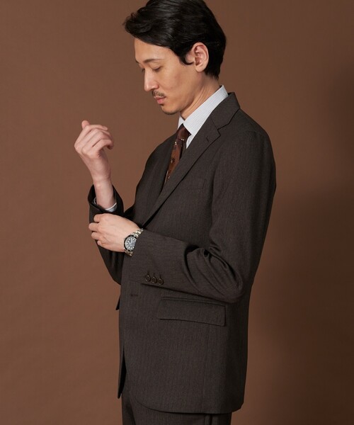 THE SHOP TK （ザ ショップ ティーケー ）の「◆AVANTウーリーヘリンボンジャケット【セットアップ可/ビジネス対応/洗える/ストレッチ素材/シワになりにくい】（テーラードジャケット・メンズ・チャコール/ブラウン系6/ネイビー系5・01/02/03/04）」の7枚目の写真