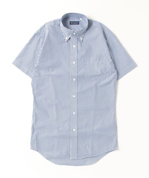 TOKYO SHIRTS（トウキョウシャツ）の「形態安定ノーアイロン ボタンダウン 半袖ビジネスワイシャツ（ビジネスシャツ・メンズ・ブルー・首回り39cm/首回り41cm/首回り42cm/首回り43cm/首回り37cm）」の3枚目の写真