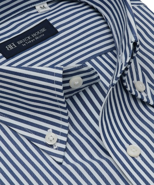 TOKYO SHIRTS（トウキョウシャツ）の「形態安定ノーアイロン ボタンダウン 半袖ビジネスワイシャツ（ビジネスシャツ・メンズ・ブルー・首回り39cm/首回り41cm/首回り42cm/首回り43cm/首回り37cm）」の7枚目の写真