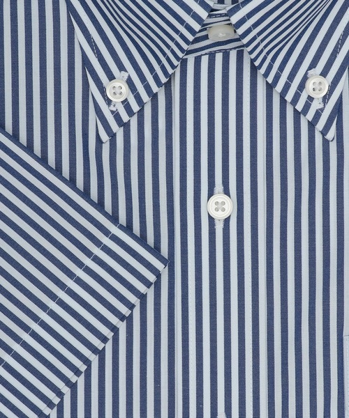 TOKYO SHIRTS（トウキョウシャツ）の「形態安定ノーアイロン ボタンダウン 半袖ビジネスワイシャツ（ビジネスシャツ・メンズ・ブルー・首回り39cm/首回り41cm/首回り42cm/首回り43cm/首回り37cm）」の6枚目の写真