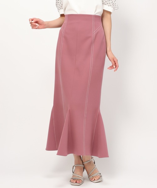 MISCH MASCH（ミッシュマッシュ）の「配色ステッチマーメイドスカート/MM437203（スカート・レディース・ブラック/ピンク/ブルー/モカ・S/M）」の5枚目の写真