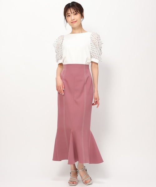 MISCH MASCH（ミッシュマッシュ）の「配色ステッチマーメイドスカート/MM437203（スカート・レディース・ブラック/ピンク/ブルー/モカ・S/M）」の15枚目の写真