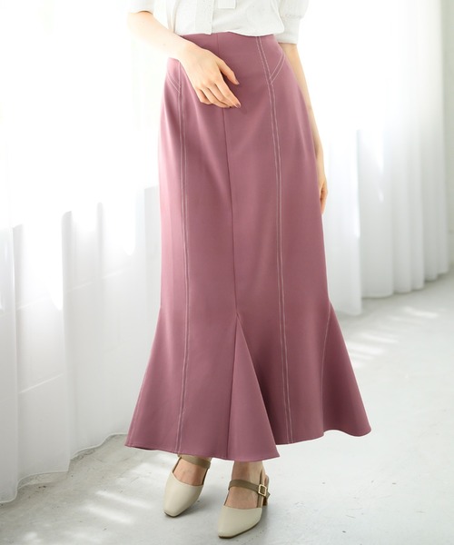 MISCH MASCH（ミッシュマッシュ）の「配色ステッチマーメイドスカート/MM437203（スカート・レディース・ブラック/ピンク/ブルー/モカ・S/M）」の21枚目の写真