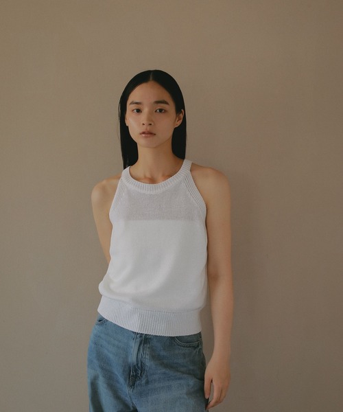 e/rm（イーアールエム）の「アメスリニットノースリーブ（タンクトップ・レディース・ブラック/オフホワイト・FREE）」の10枚目の写真