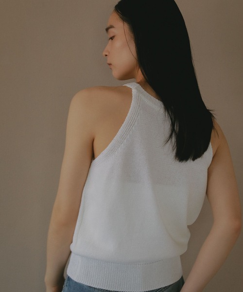 e/rm（イーアールエム）の「アメスリニットノースリーブ（タンクトップ・レディース・ブラック/オフホワイト・FREE）」の8枚目の写真