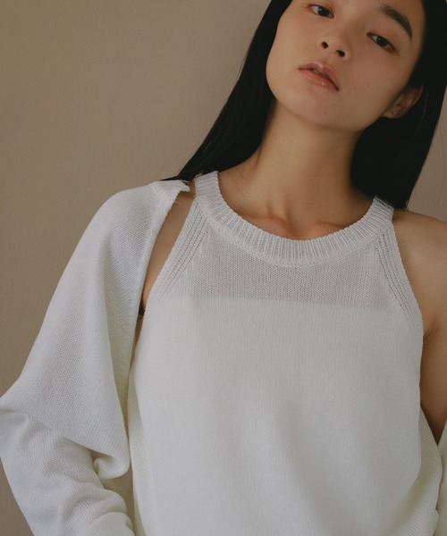 e/rm（イーアールエム）の「アメスリニットノースリーブ（タンクトップ・レディース・ブラック/オフホワイト・FREE）」の6枚目の写真