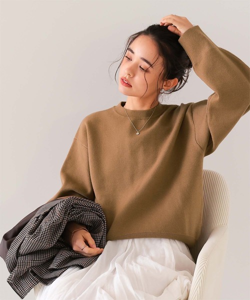 titivate(ティティベイト)の「スウェットライククルーネックニット(ニット/セーター・レディース・ブラック/アイボリー/イエロー/グレー/ライトグリーン/レッド/ホワイト系その他/キャメル/ライトピンク/ネイビー・FREE)」の8枚目の写真