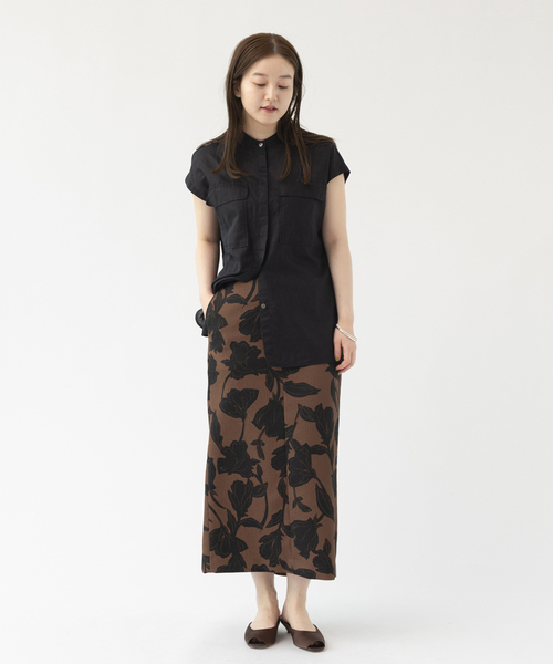 IENA（イエナ）の「ボタニカルタイトスカート（スカート・レディース・ブラウン/ネイビー・36/38）」の8枚目の写真