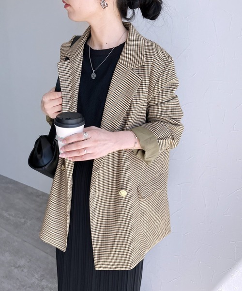 reca（レカ）の「先染チェックテーラードジャケット（テーラードジャケット・レディース・ベージュ/グレー・M）」の9枚目の写真