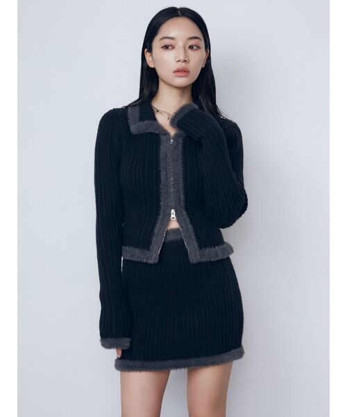 EMODA（エモダ）の「シャギーエッジミニマルスカート（スカート・レディース・ベージュ/ネイビー/グレー/ブラック・FREE）」の6枚目の写真