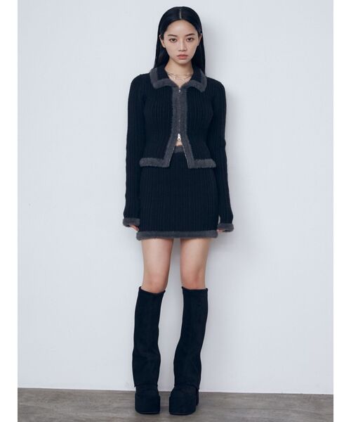 EMODA（エモダ）の「シャギーエッジミニマルスカート（スカート・レディース・ベージュ/ネイビー/グレー/ブラック・FREE）」の7枚目の写真