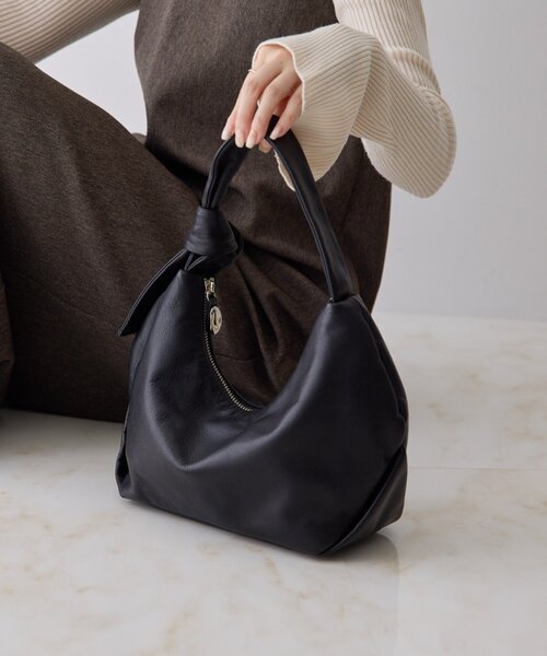 【美品•未使用】gemeilジェムイルノットワンハンドルバッグブラック ノットワンハンドルバッグ(CE-1356)（ショルダーバッグ