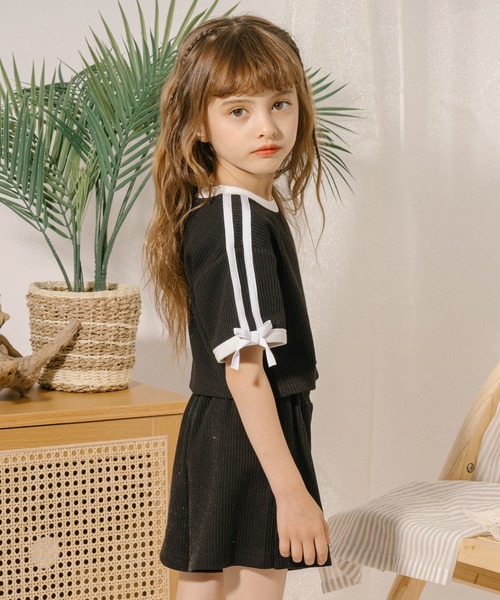 URBAN CHERRY（アーバンチェリー）の「【さらっと触感】ワッフルサイドリングボタンデザインショートパンツ（その他パンツ・キッズ・ブルー/ブラック/ホワイト・110cm/120cm/130cm/140cm/150cm）」の12枚目の写真