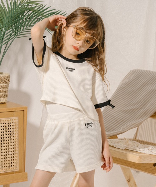 URBAN CHERRY（アーバンチェリー）の「【さらっと触感】ワッフルサイドリングボタンデザインショートパンツ（その他パンツ・キッズ・ブルー/ブラック/ホワイト・110cm/120cm/130cm/140cm/150cm）」の15枚目の写真