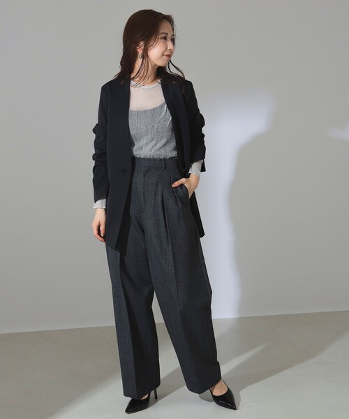 Demi-Luxe BEAMS(デミルクス ビームス)の「【1/16再値下げ】1ボタン ラペルレス ジャケット(ノーカラージャケット・レディース・ブラック/ベージュ・36/38)」の4枚目の写真
