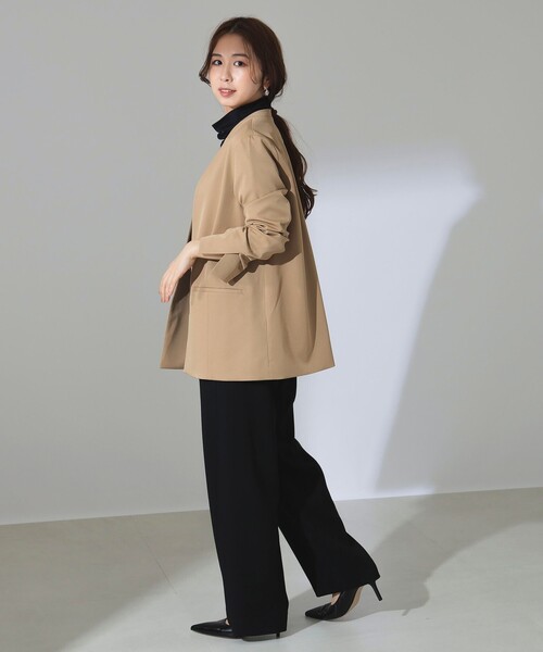 Demi-Luxe BEAMS(デミルクス ビームス)の「【1/16再値下げ】1ボタン ラペルレス ジャケット(ノーカラージャケット・レディース・ブラック/ベージュ・36/38)」の11枚目の写真