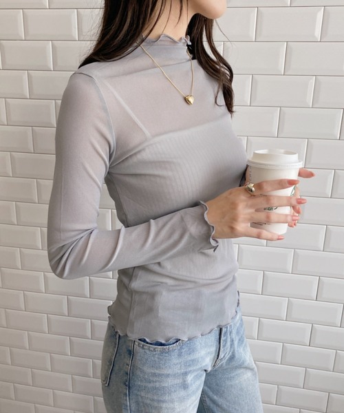 セール】ハイネックシアーインナートップス（Tシャツ/カットソー