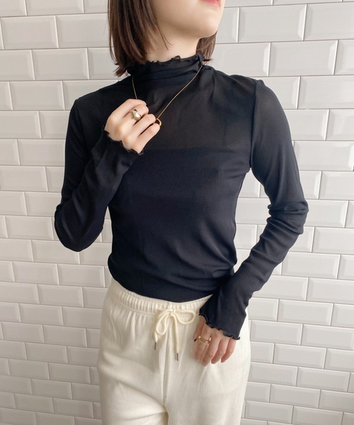セール】ハイネックシアーインナートップス（Tシャツ/カットソー