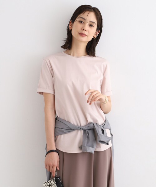 INDIVI（インディヴィ）の「◆【洗える/コットン100%】裾デザイン大人Tシャツ（Tシャツ/カットソー・レディース・ピンク系1/ブルー系その他/ホワイト/ダークオリーブ/ブラック・38/19/15 /13/05）」の5枚目の写真
