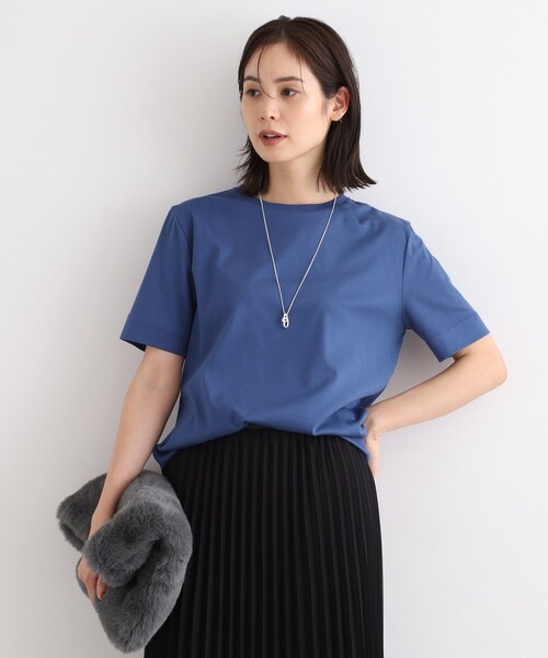 INDIVI（インディヴィ）の「◆【洗える/コットン100%】裾デザイン大人Tシャツ（Tシャツ/カットソー・レディース・ピンク系1/ブルー系その他/ホワイト/ダークオリーブ/ブラック・38/19/15 /13/05）」の4枚目の写真