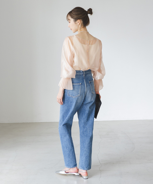 セール】パールシアープリーツカフスブラウス（シャツ/ブラウス