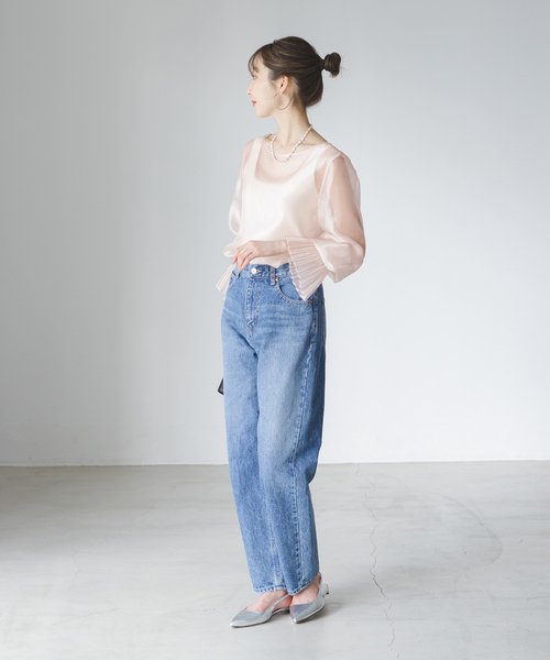 セール】パールシアープリーツカフスブラウス（シャツ/ブラウス