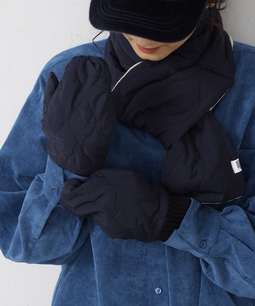 FOUND GOOD（ファウンドグッド）の「キルティングミトン（手袋・レディース・ネイビー/ブラック/グリーン系8・FREE）」の3枚目の写真