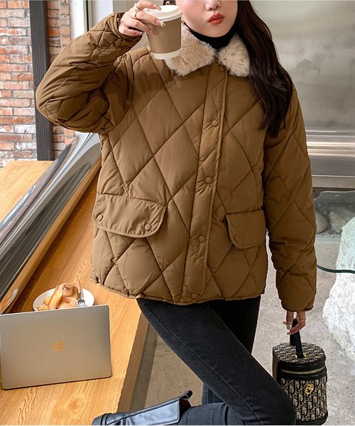 セール】フェイクファー キルティングジャケット レディース（ダウン