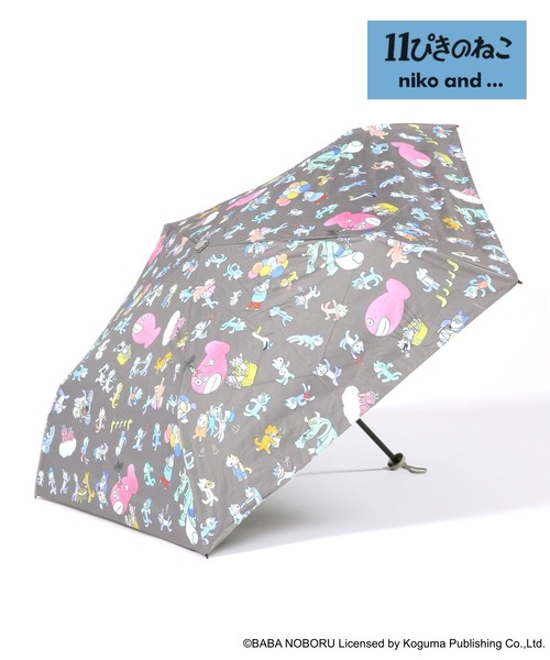 niko and...（ニコアンド）の「【11ぴきのねこ】コラボ　晴雨兼用折り畳み傘（折りたたみ傘・レディース・シャーベット/チャコール・0）」の2枚目の写真