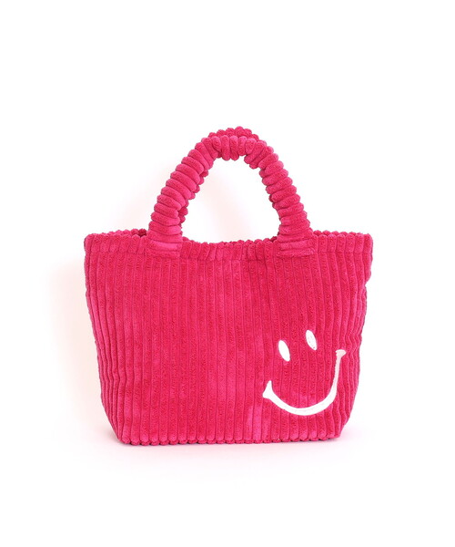 COOCO(クーコ)の「SMILEY コーデュロイ刺繍ランチトートバッグ(トートバッグ・レディース・ブラウン/グレー/ピンク/イエロー/ブルー・FREE)」の6枚目の写真