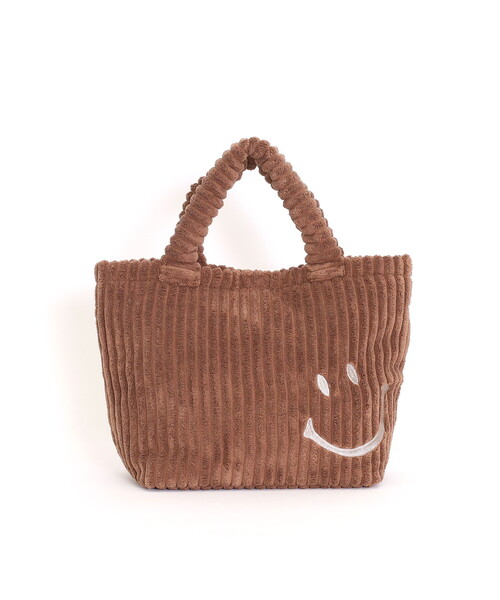 COOCO(クーコ)の「SMILEY コーデュロイ刺繍ランチトートバッグ(トートバッグ・レディース・ブラウン/グレー/ピンク/イエロー/ブルー・FREE)」の7枚目の写真